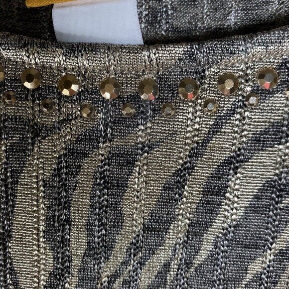 Ruby Rd Zebra Print Knit Tunic Top Womens 1X Rhinestone Trim Handkerchief Holida - Picture 5 of 9